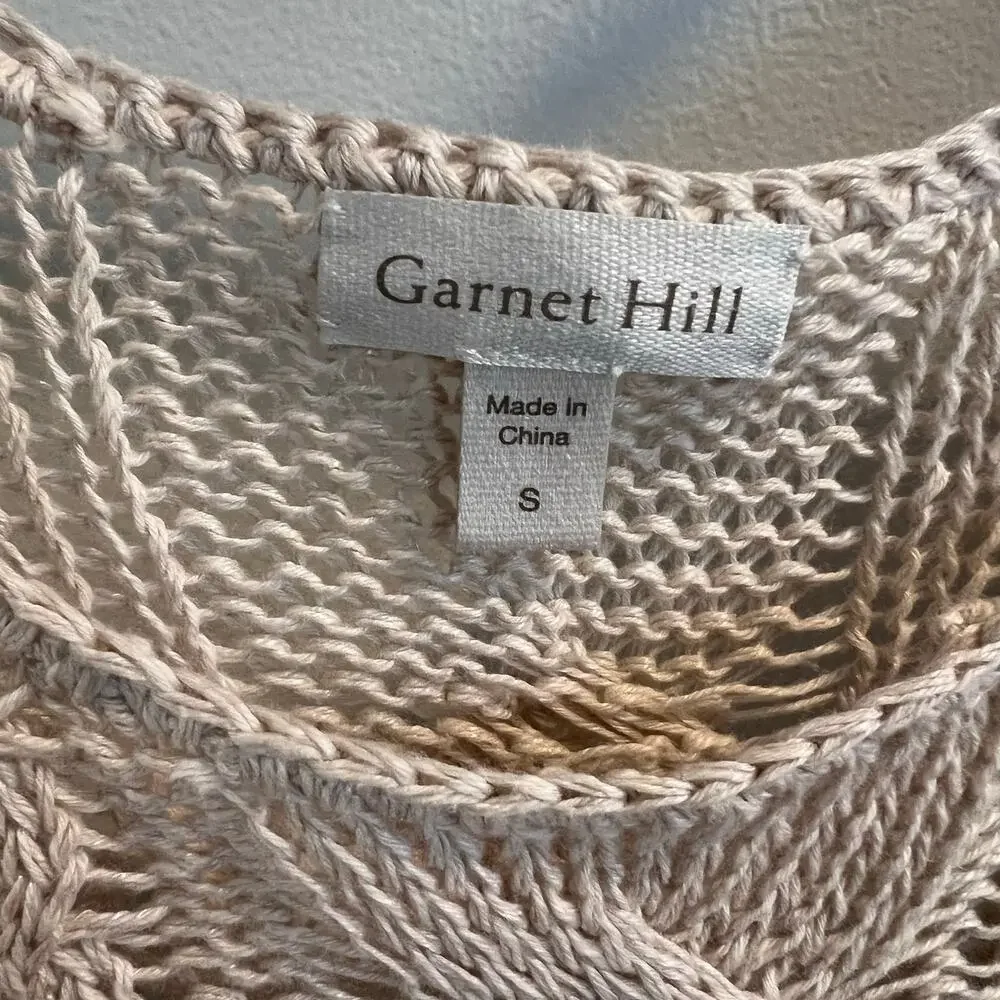 Garnet Hill Light Tan Linen and Cotton Blend Sweater Size S